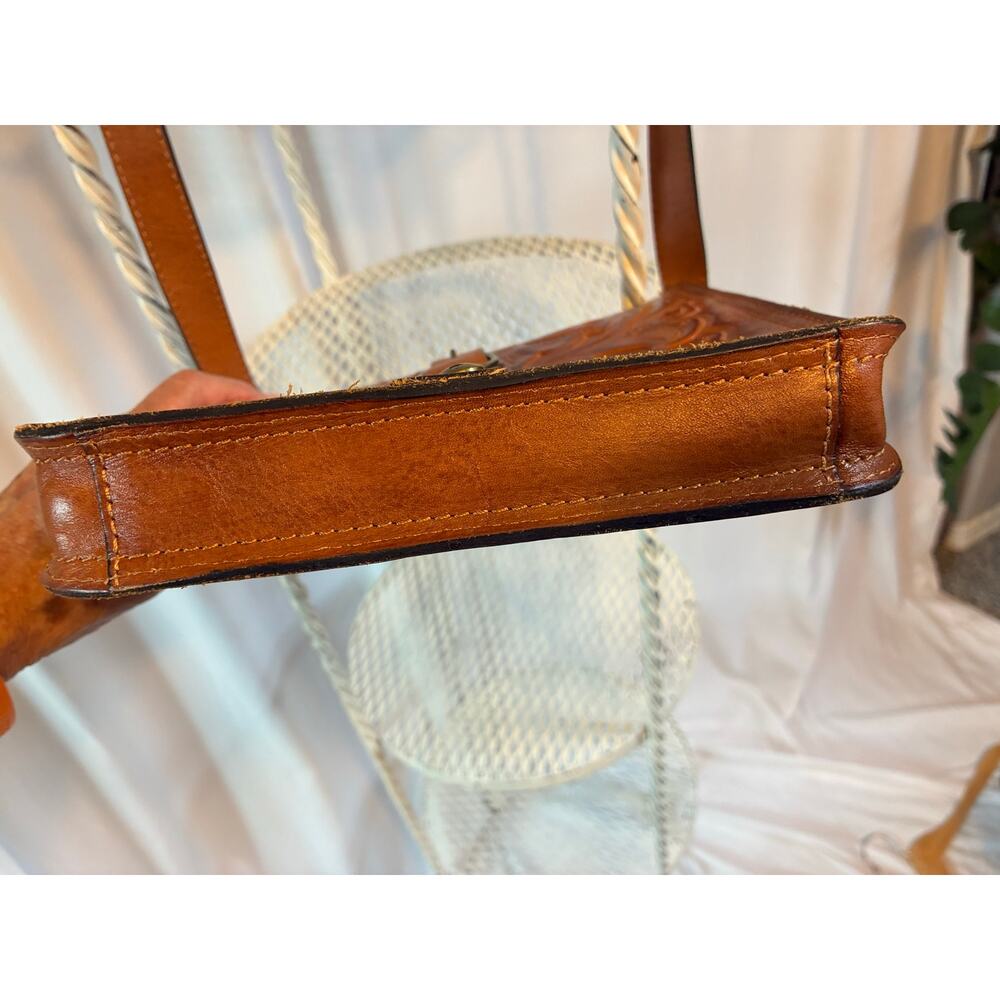 Patricia Nash Bag Brown Leather Floral Burnished Tooled Venezia Crossbody - Picture 7 of 15
